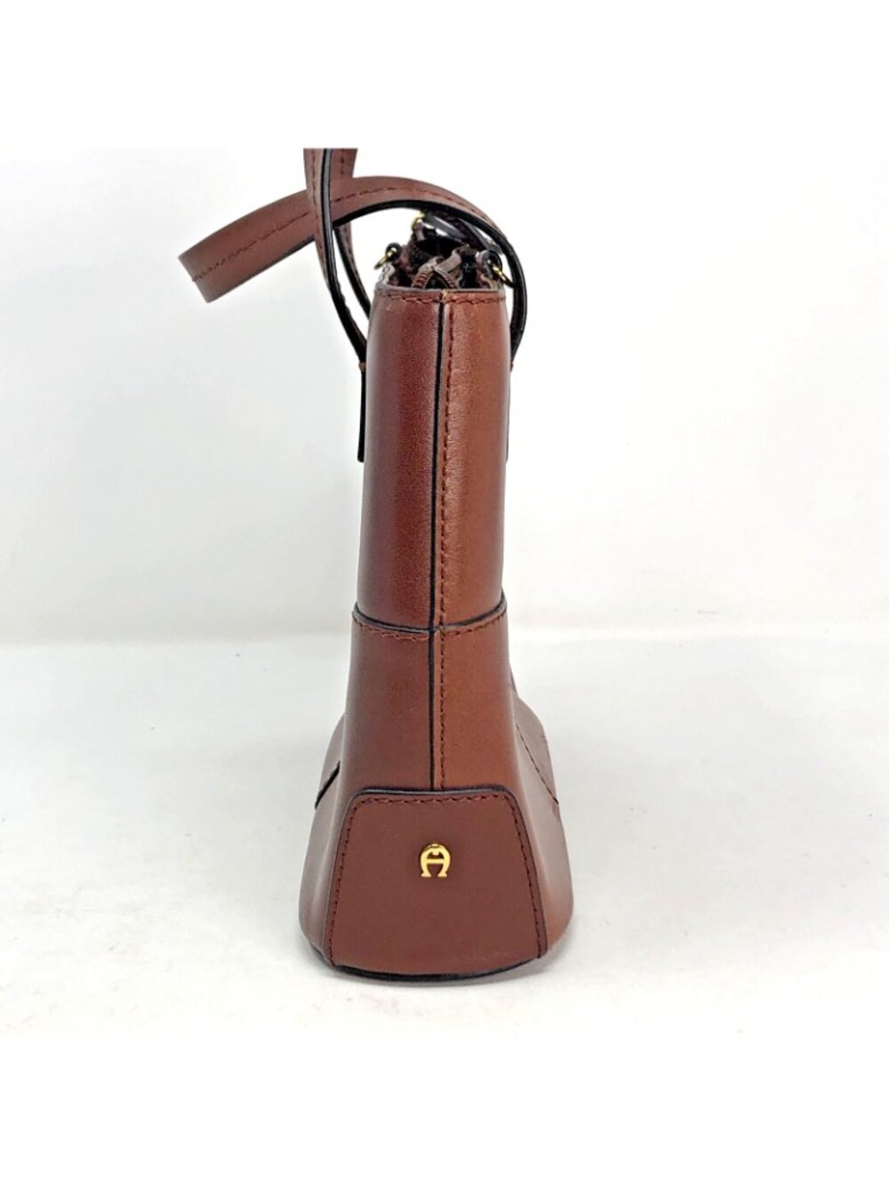 Etienne Aigner Purse Small Brown Genuine Leather Double Handle Hand Bag Casual - Picture 3 of 12